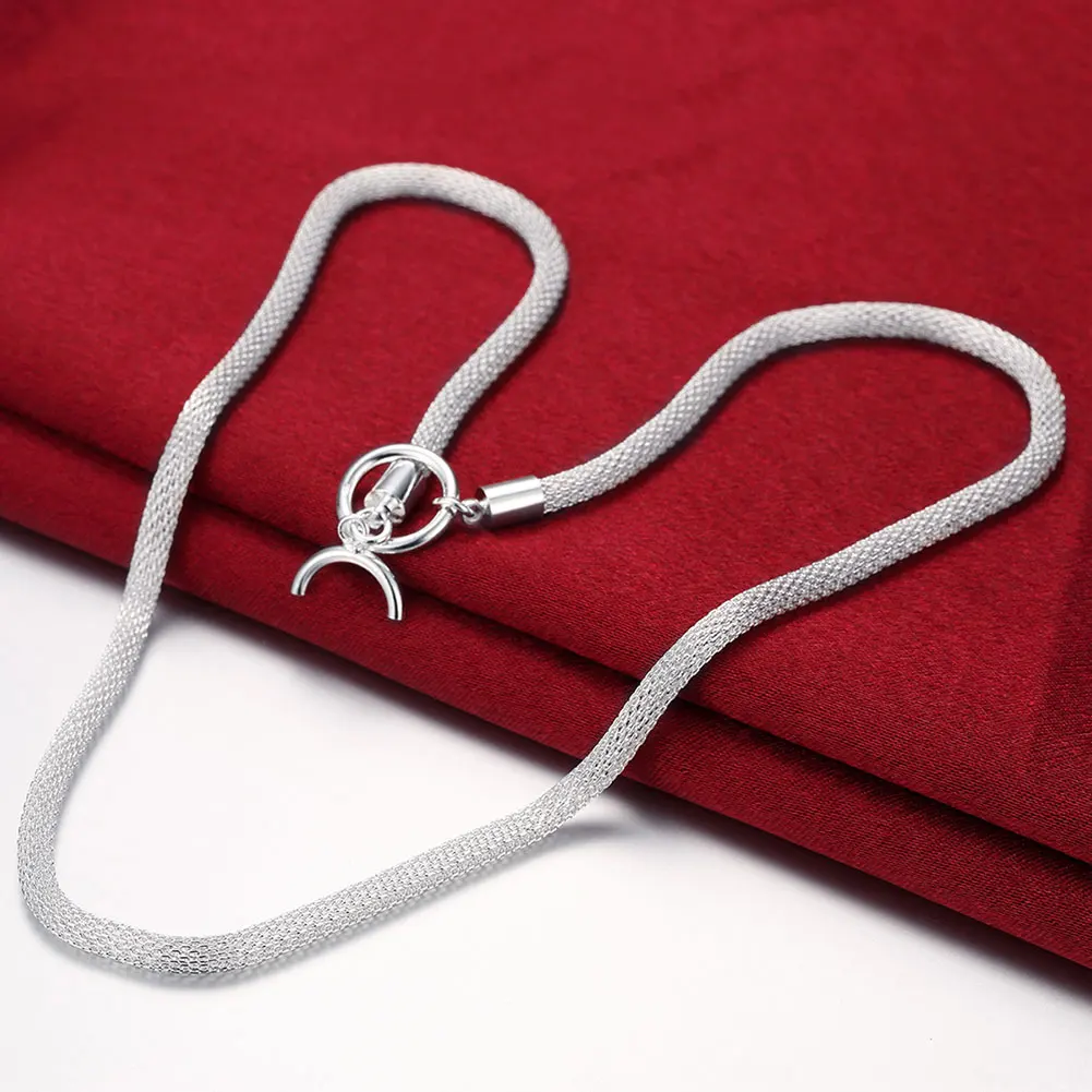 

Hot new 925 Stamp Silver color Necklaces for women fine Jewelry 20 Inches Simple Network Fashion Christmas Gifts wedding party