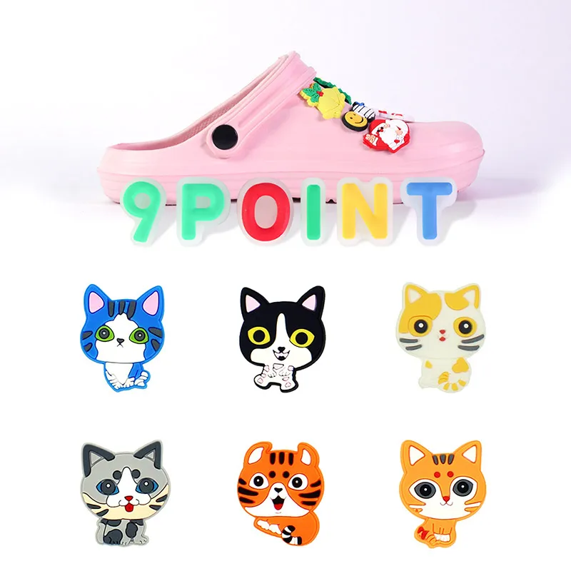 

PVC Shoe Charms Cartoon Cat Pattern DIY Shoe Accessories Shoe Decoration Shoe Buckles for Croc Sandals X-mas Gifts Jibz Buckle
