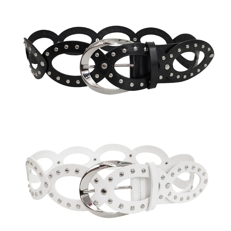 

Wear Resistant Belt Girls Harajuku Waist Straps PU Alloy Rivet Waist Belt Coat Dress Punk Rivet Decor Waistband