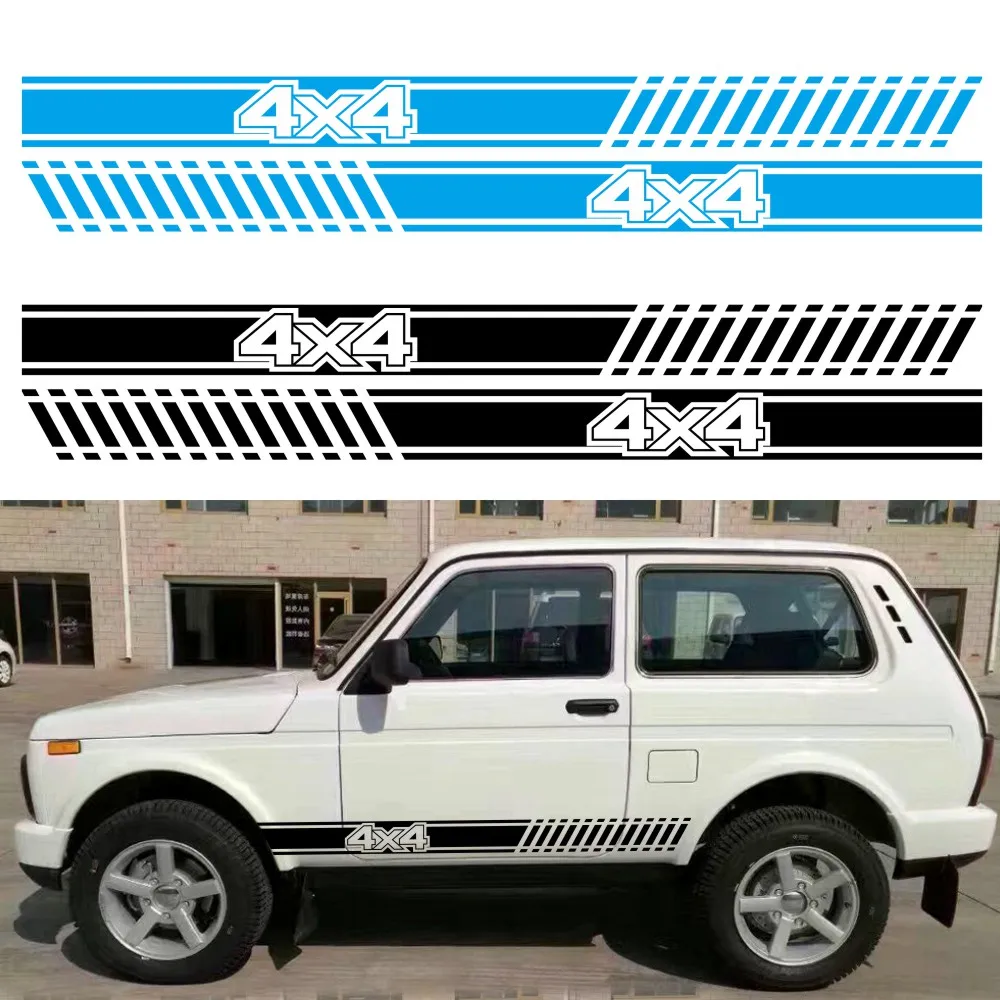 

2Pcs Car Long Side Stripes Sticker Vinyl Film Auto DIY Decals For 4X4 Automobiles Decoration Car Tuning Accessories