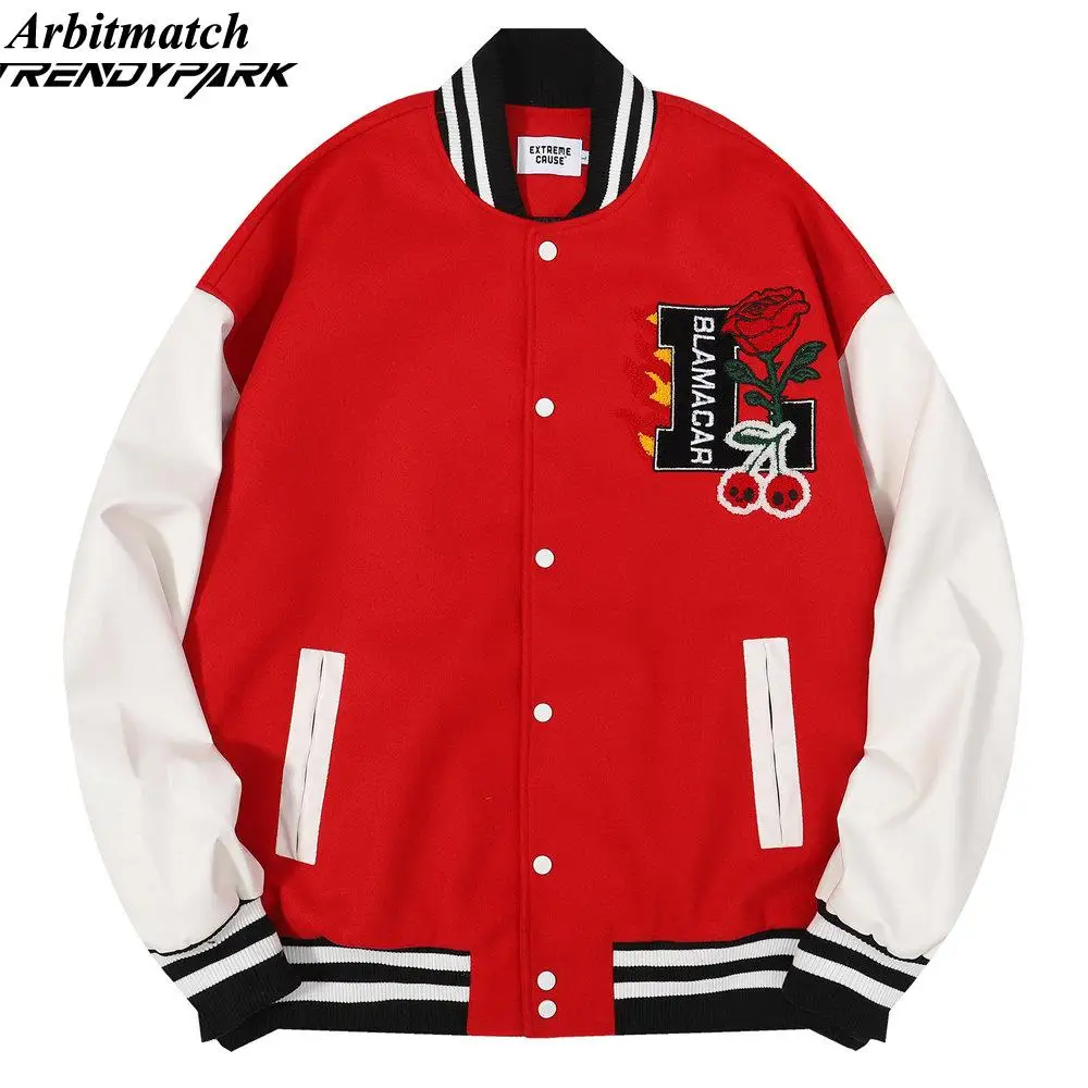 

Jackets Man Vintage Baseball Jacket Men's Clothing 2022 Autumn Streetwear Casual Patches Applique Leather Sleeve Varsity Jacket