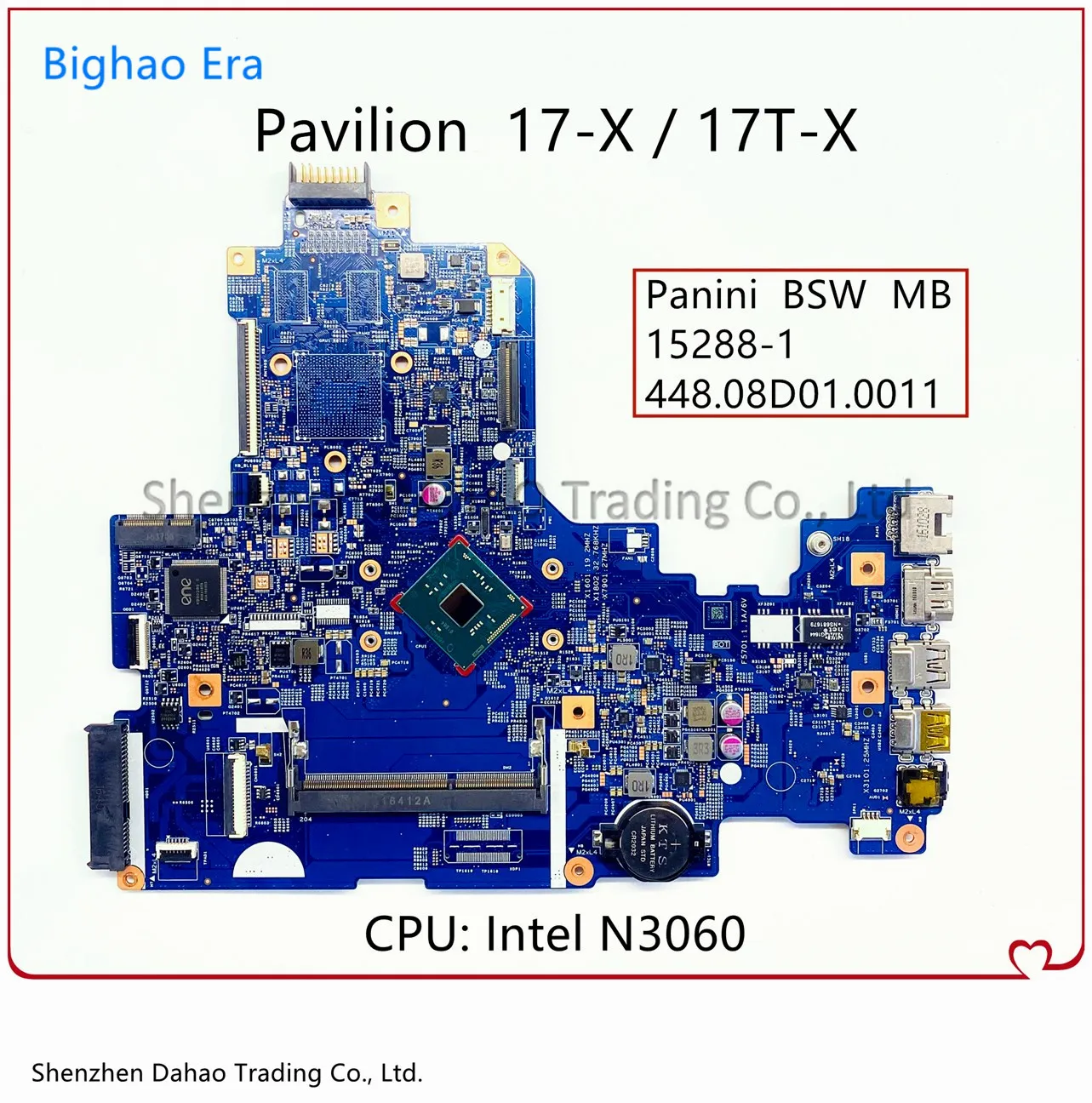 

Материнская плата 448.08D01.0011 15288-1 для ноутбука HP Pavilion 17-X 17T-X, материнская плата 856695-601 с процессором Intel N3060, 100% рабочий