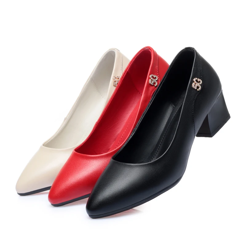 High Heels Wedding Shoes Women 2023 New Women Shoes Red Genuine Leather Pointed Toe Professional Fashion Single Shoes Women