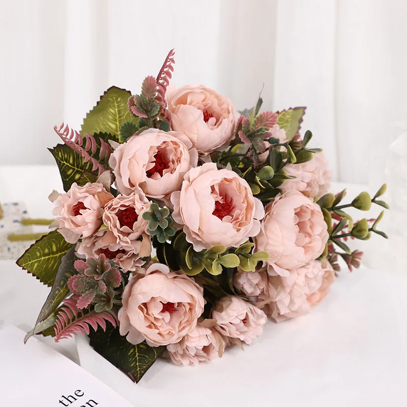 

Artificial Rose Flowers for Decoration Wedding Home Decoration Silk Fake Flower Bouquet Craft Wreath Supplies Artificial Flowers