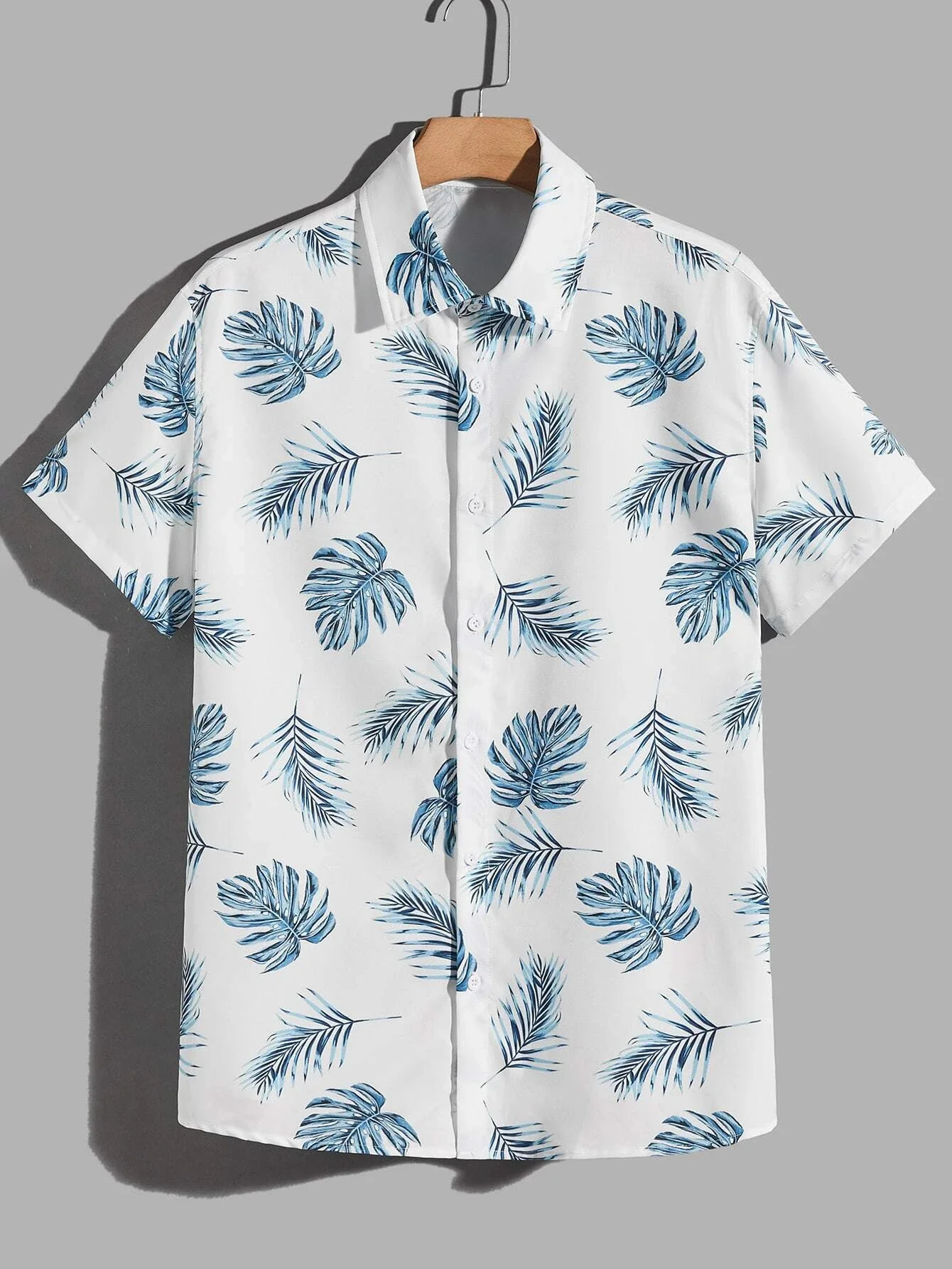 

Men Tropical Print Button Through Shirt