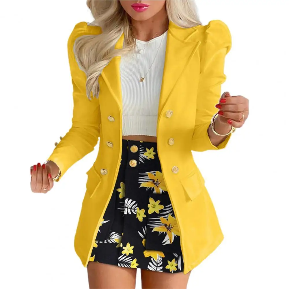 Женский комплект из двух предметов блейзер и юбка с цветочным принтом двубортный