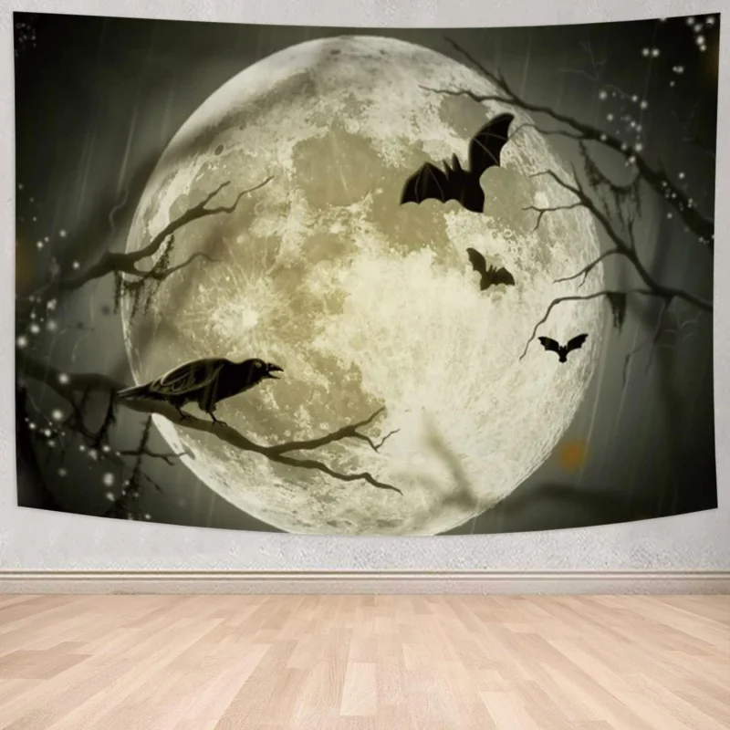 Жуткий гобелен на Хэллоуин настенное подвесное небо в полнолуние черная летучая