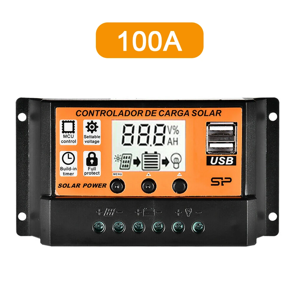 Контроллер заряда солнечной батареи с USB-портом 12 В/24 В MPPT/PWM 10 А-100 А солнечная