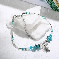 creative starfish pendant rice beads anklets bohemia foot accessories for women summer beach ankle
