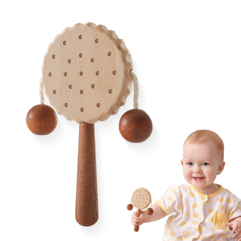 

Wooden Rattles Toy Cartoon Cookie Biscuit Rattle Baby Musical Instrument Percussion Kids Baby Hand Bell Rattles Toy Gifts