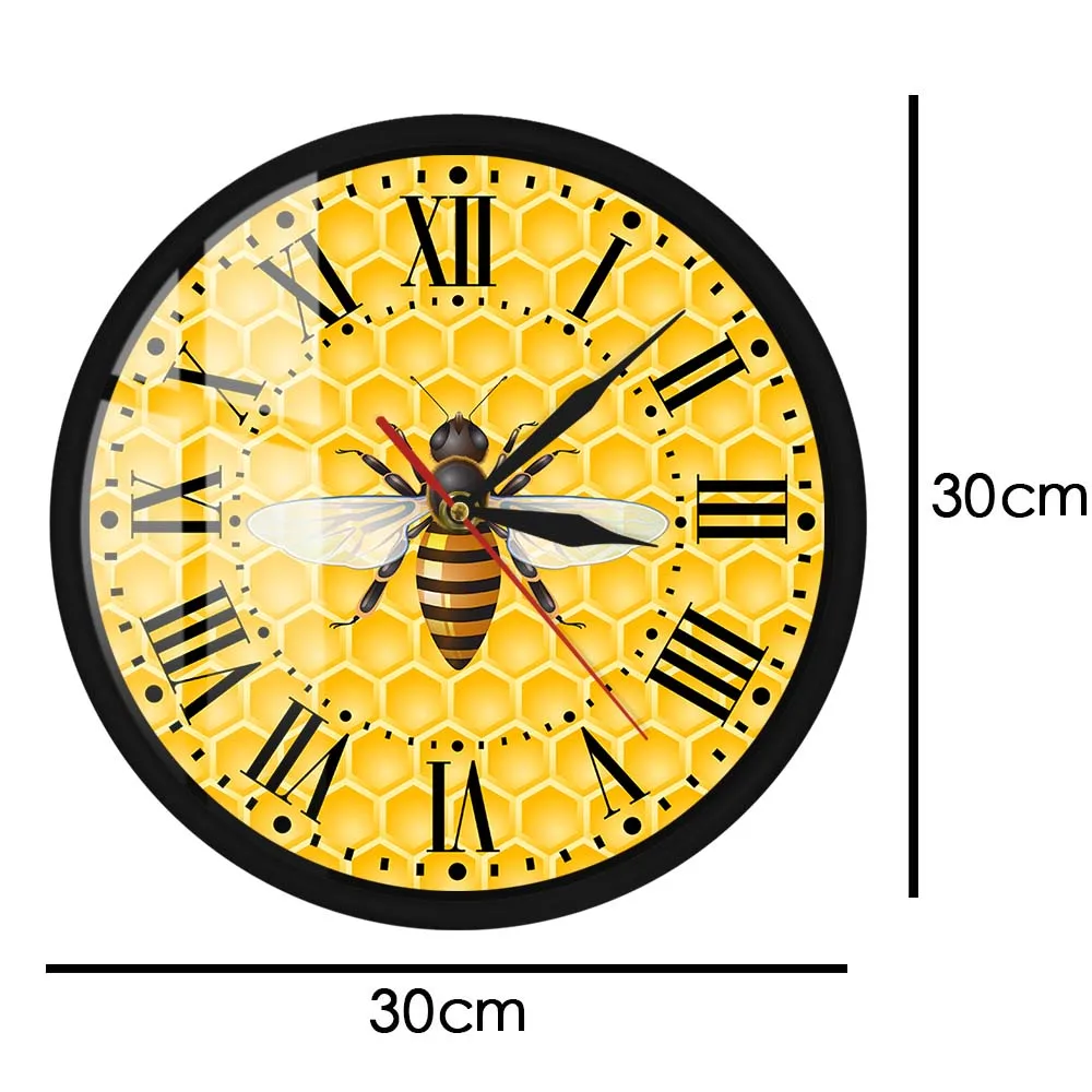 Настенные часы «пчелы на меде», тихие, с алюминиевой рамкой, черные гребни,  домашний декор для детской комнаты | AliExpress