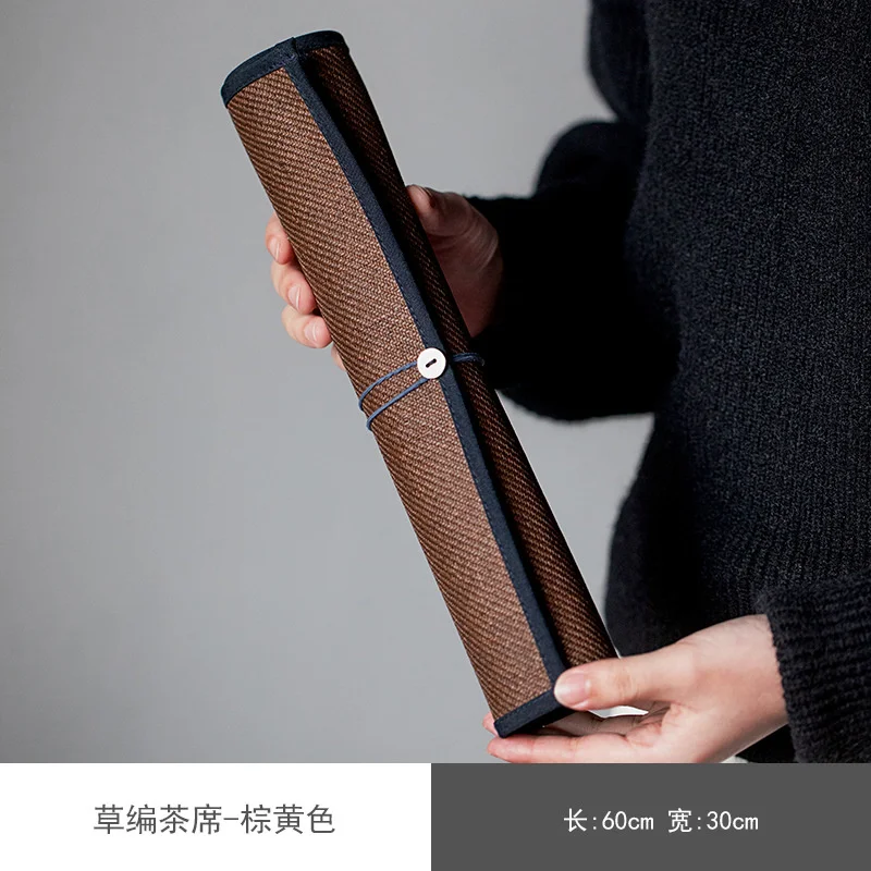 

Японский Плетеный чайный коврик ручной работы, флаг для чайного столика, чайный набор дзен, тканевый коврик, аксессуары для чайной церемонии, коврик для приготовления сухого чая