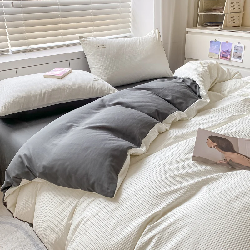 Сплошной цвет комплект постельного белья для двуспальной кровати из матового