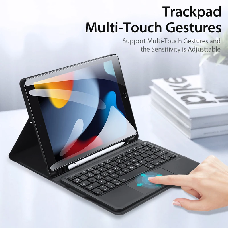 IPad 10.2 için 9 8 7 Gen klavye kılıfı kablosuz Trackpad Multi-touch Flip Stand kapak teclado için iPad 10.2 2020 2021 Dux Ducis