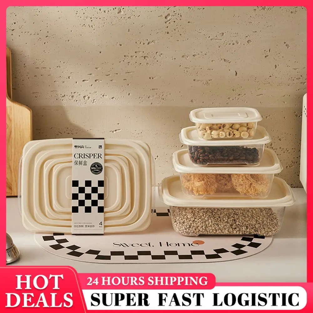 

Food Storage Box Easy To Clean Cream Style Refrigerator Storage Box Fruit Storage Box Easy To Open The Lid Corner Cream Wind