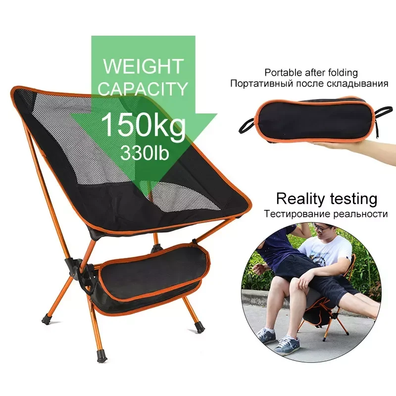2023NEW Travel Ultralight Folding Chair Superhard High Load Outdoor Camping Chair Portable Beach Hiking Picnic Seat Fishing Tool