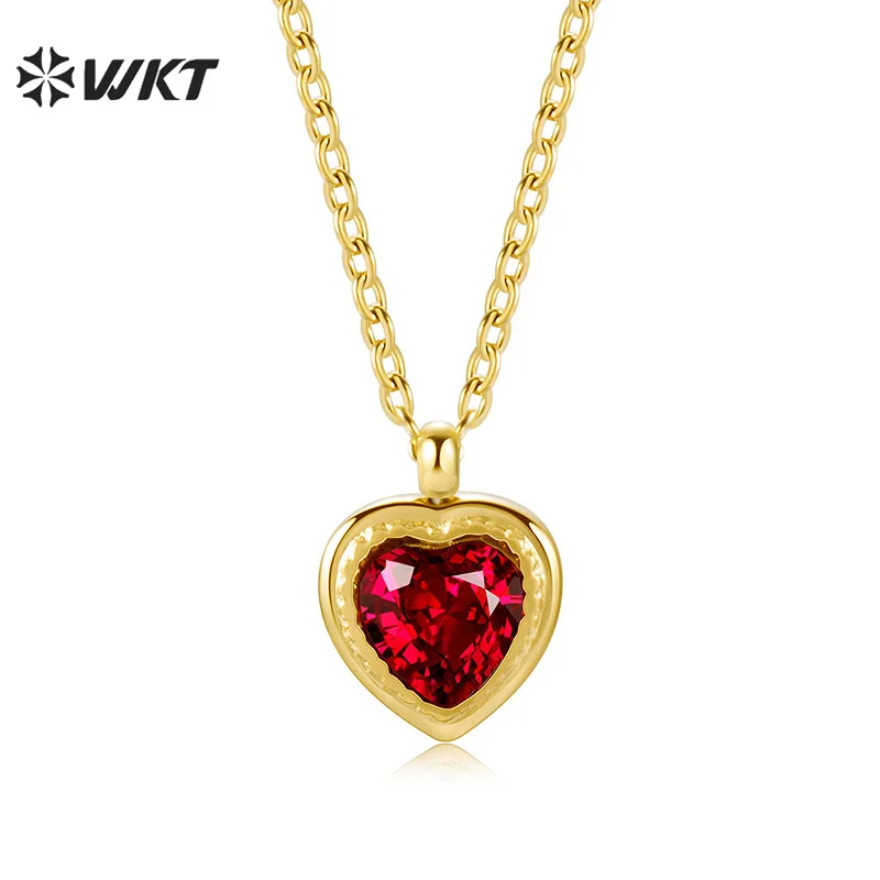 

WT-REN033 WKT 2022 new style Stainless Steel Red CZ sweet heart shape shape for women gift Choker Necklace Pendant jewelry