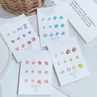 candy color stud earrings set for women cute crystal pearl heart flower fruits animal earring fashion jewelry gift