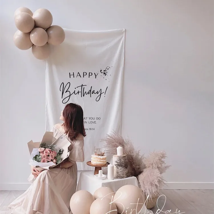 

Ins Korean Simple Tapestry Birthday Party Room Wall Background Hanging Cloth Background Wall Decoration Home Decor Photo Props