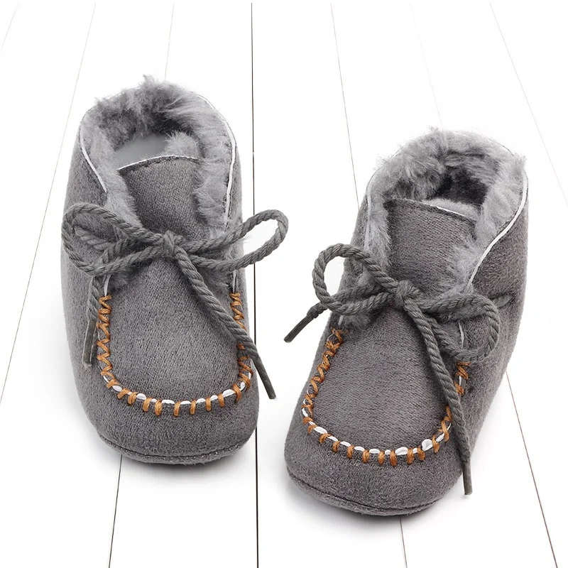 

Baywell Winter Baby Cotton Boots 0-1 Years Boys and Girls Autumn Infant Lace Up Shoes Velvet Warm Snow Boots 0-12 Months