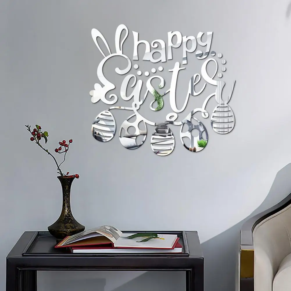 

Easter Mirror Sticker Good Craftmanship Easter Sticker Household Happy Easter Egg Wall Decal