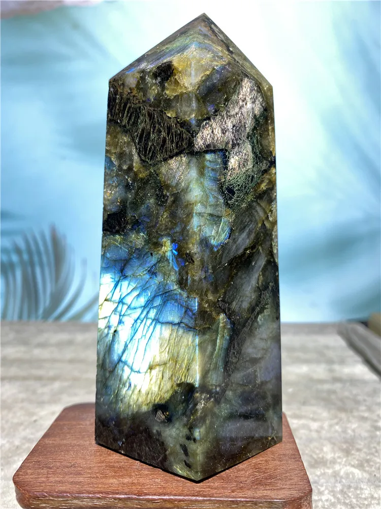 

Labradorite Wand Natural Stone Crystal Healing Tower Reiki Gem Minerals Specimen Feng Shui Spiritual Wicca Sceptre Decoration