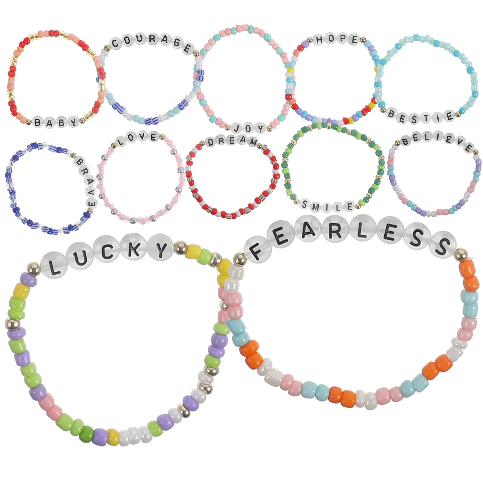 

12 pcs Beaded Bracelets Decorative Beads Bracelets Little Girl Bracelet Glow in the Dark Letters Bracelet