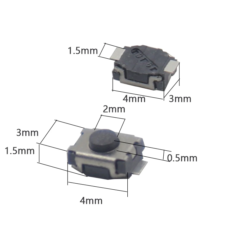 【100-20 шт.】Микропереключатели SMD 3*4*2 мм, 4-контактные тактильные кнопки, мини-кнопки 3x4x2H (art.: 3920d206fbd1e) - 3920d206fbd1e