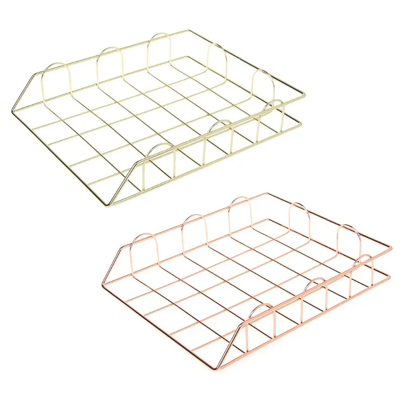 

H7EC Folding Wrought Iron Letter Magazine Newspaper Holder Storage Rack File Tray for