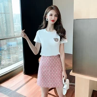 summer style new womens chic round neck short sleeve pure cotton french high end temperament celebrity fashion elegant suit