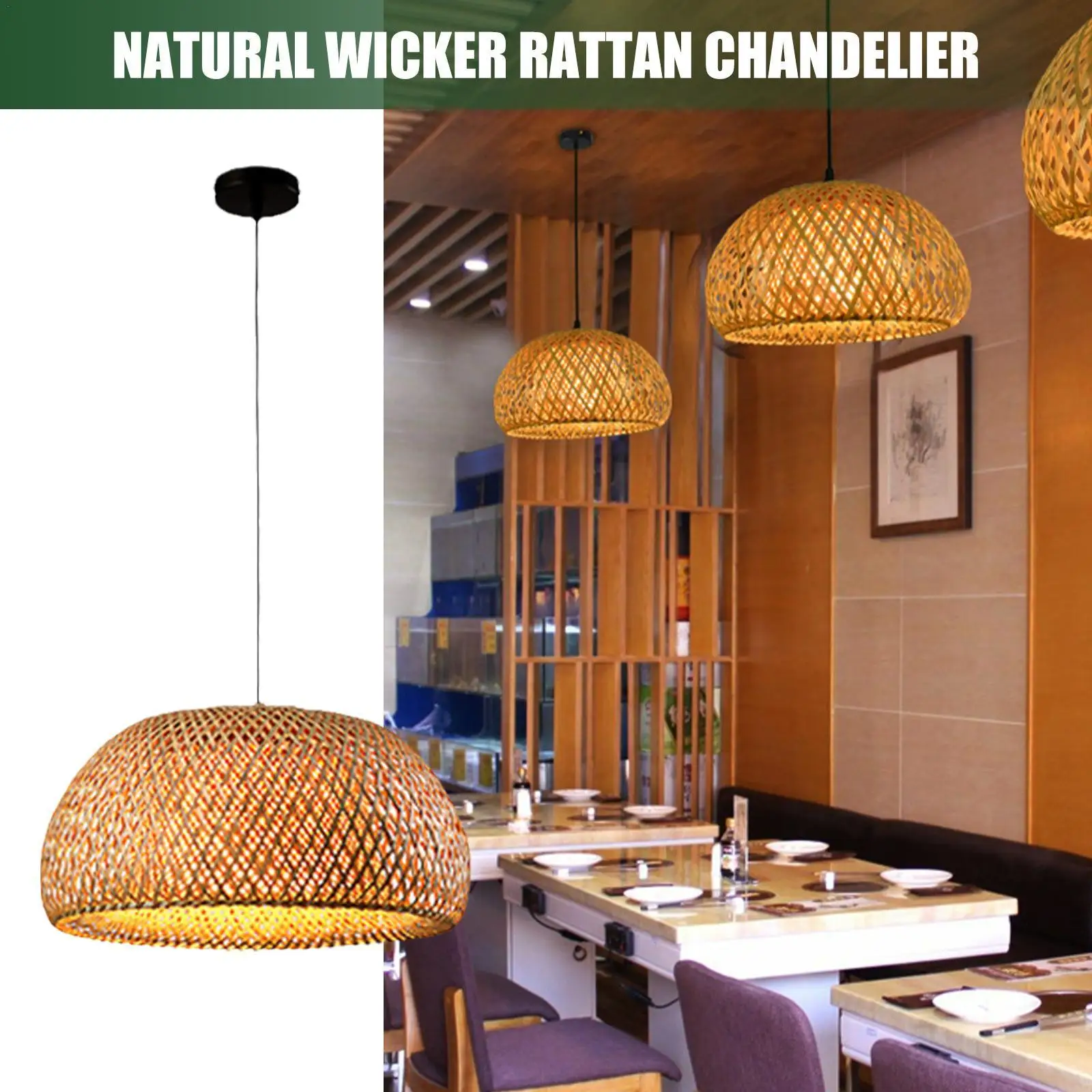 

Hand-Woven Bamboo Pendant Lights Natural Rattan Hanging Pendant Lamp Wicker Chandeliers For Kitchen Island Farmhouse Dining F2Y5