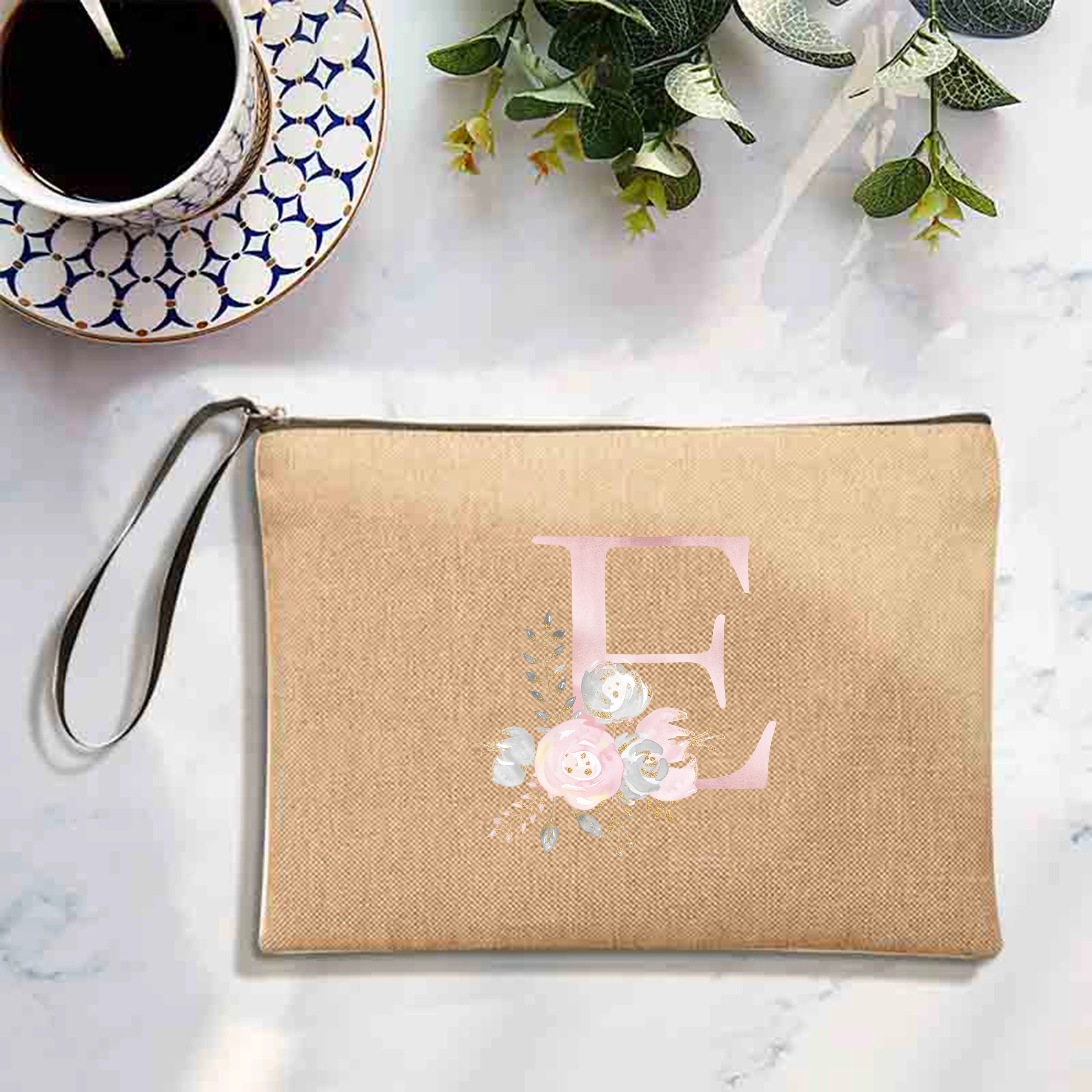 Модная льняная косметичка на молнии с принтом розовых букв 26 дюймов большой