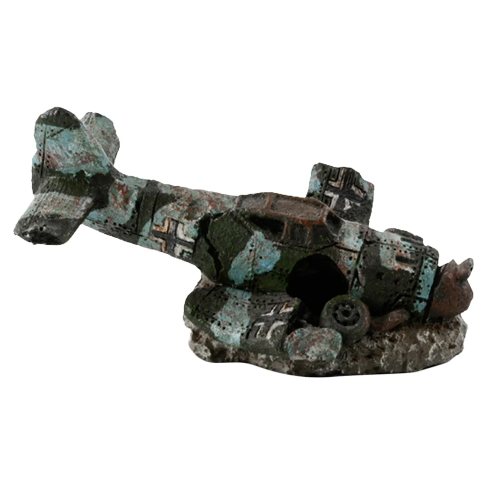 

Aquarium Plane Decorations Tank Sunken Ornament Resin Wreck Decoration Decor Shipwreck Ruins Ship Carwreck Betta Cave Funny Boat