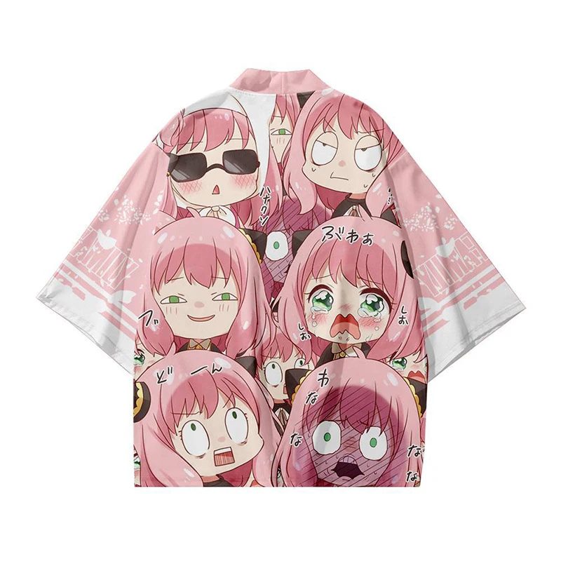 Japanese Anime Print SPY×FAMILY Anya 3d Kimono Shirt Cloak Clothes Men Women Seven Point Sleeve Tops Kawaii Cute Cardigan Jacket