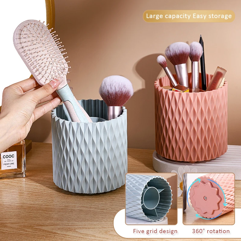 

Brush Barrel 360 Rotating Lipstick Brush Holder Makeup Organizer Large Capacity Desktop Organizer Stationery Storage Storage Box