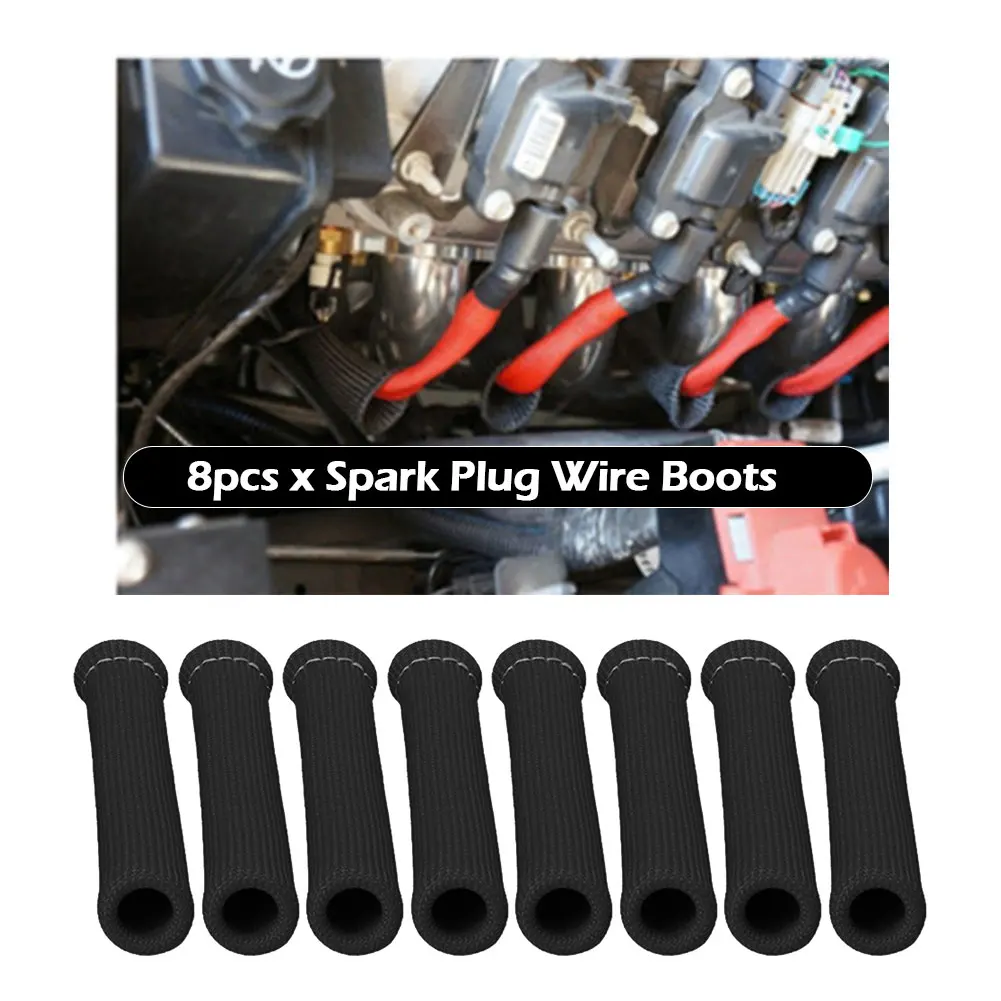

8pcs 2500 Degree Car 6 Inch Length Truck High Temperature Spark Plug Wire Boot