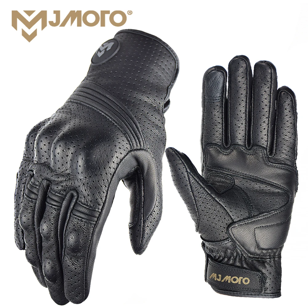 

Мотоциклетные Перчатки MJMOTO Для Мужчин, Ретро-стиль, Кожаные, С Защитой От Скольжения, Полнопальцевые