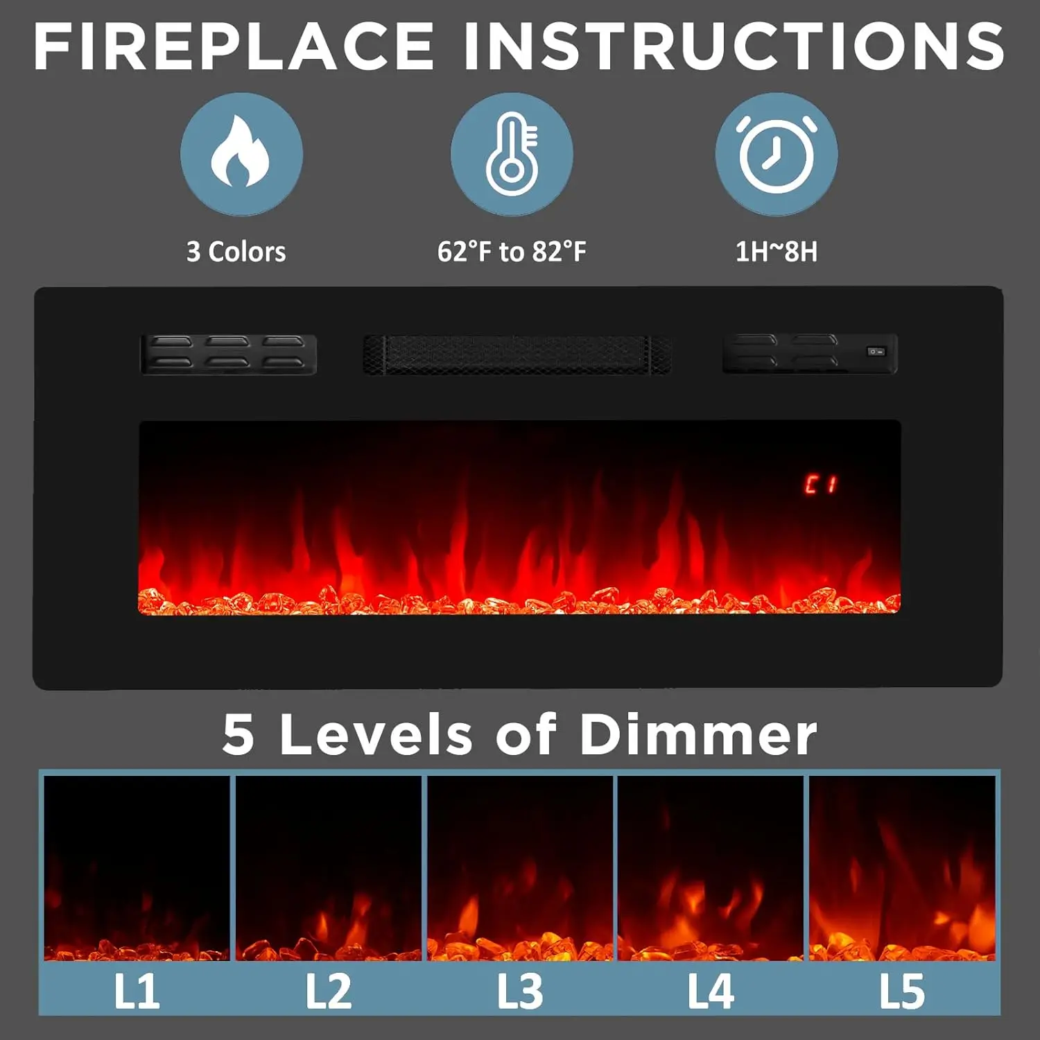 Подставка для телевизора с современным камином и электрическим 36 дюймов