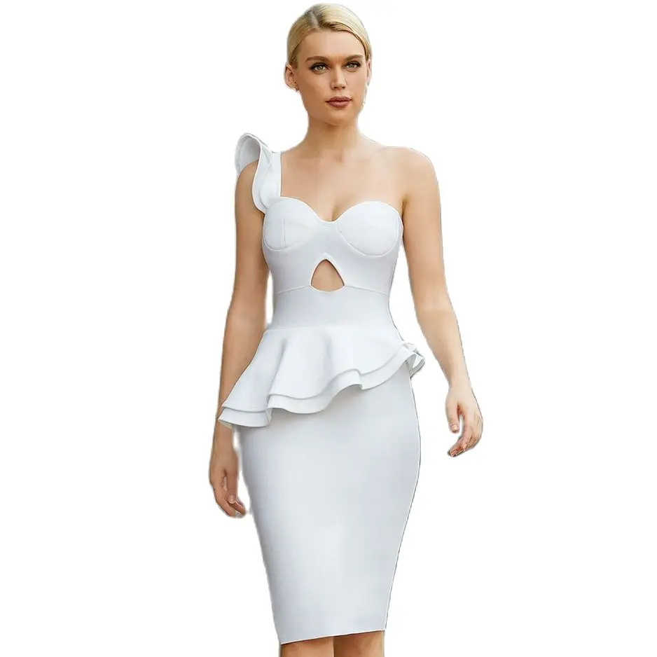 

2022 Women Evening Dresses Sexy One Shoulder Bandage Guest Wedding Party Dresses Celebrity Communion Homecoming Cocktail Vestido