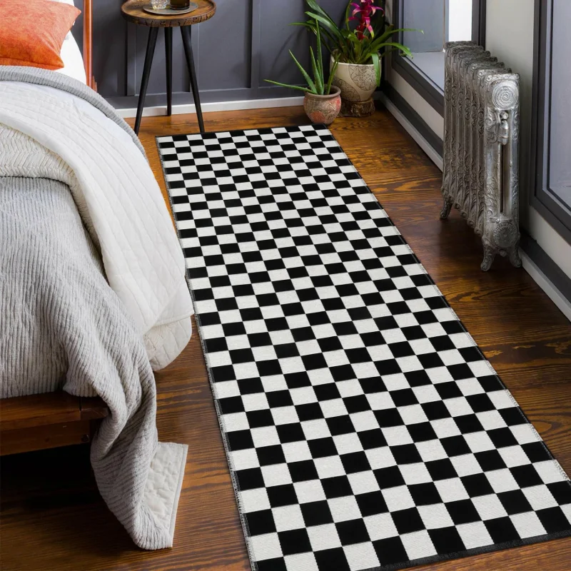 Черно-белый ковер VIKAMA в марокканском стиле с кристаллами для входа спальни офиса