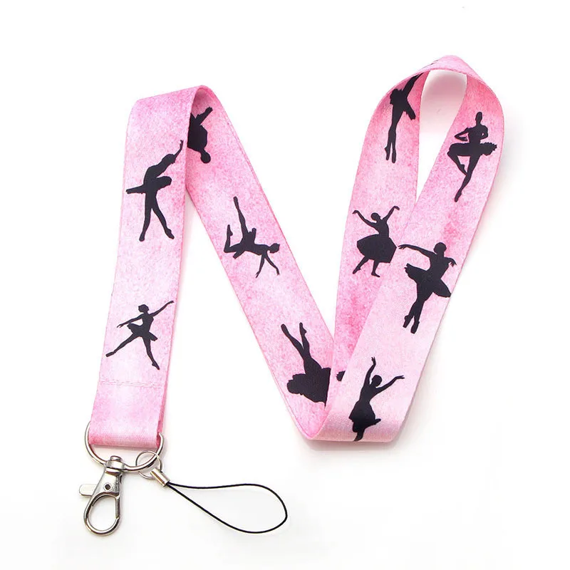 

Pink ballet girl Keychain Lanyard Neck Strap for Key ID Card Straps Badge Holder DIY Hanging Rope Neckband Accessories
