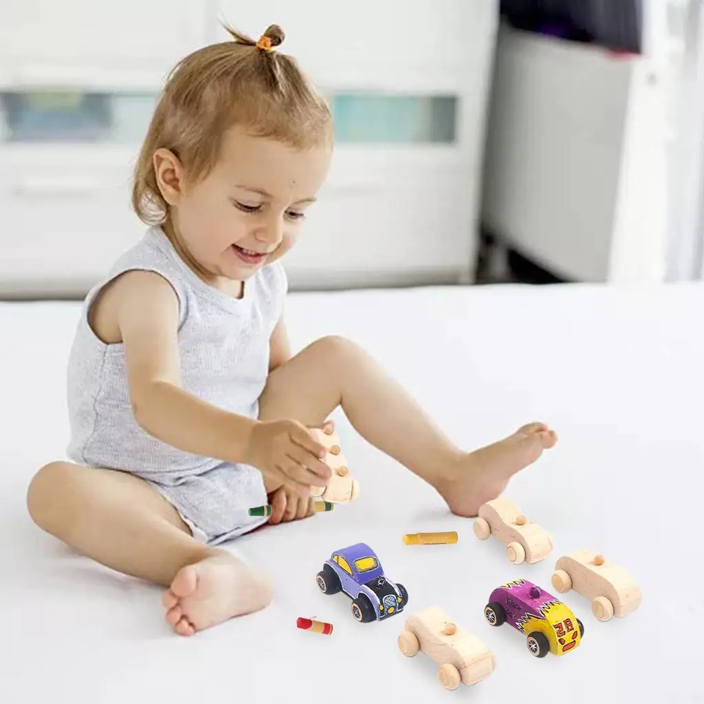 

6x Wood DIY Preschool Educational Toys Developmental Toys Crafts Woodworking Students Party Favors Kids