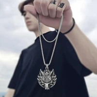 personality domineering punk fashion totem head hiphop pendant silver wolf necklace charm for men