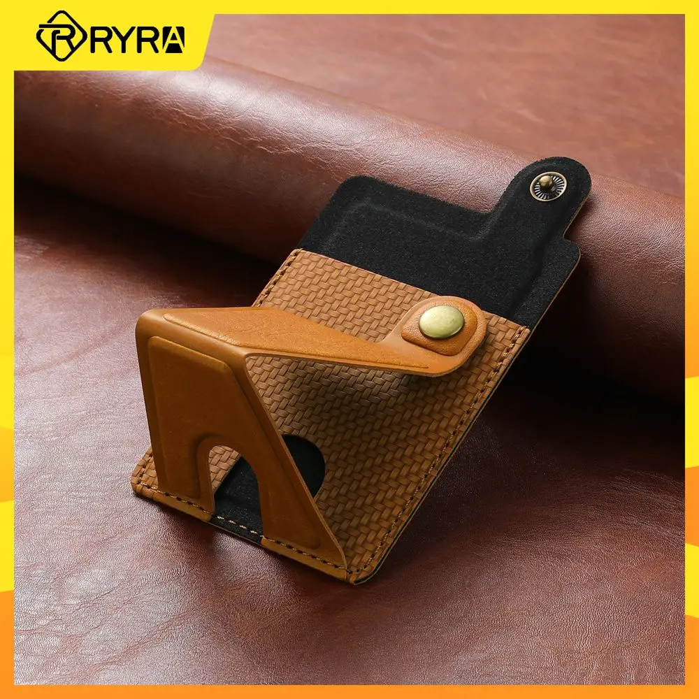 

RYRA Cell Phone Adhesive Stick On Credit Card Magnetic Pocket Holder Leather Wallet Sleeve For IPhone Smartphone Bag Stand