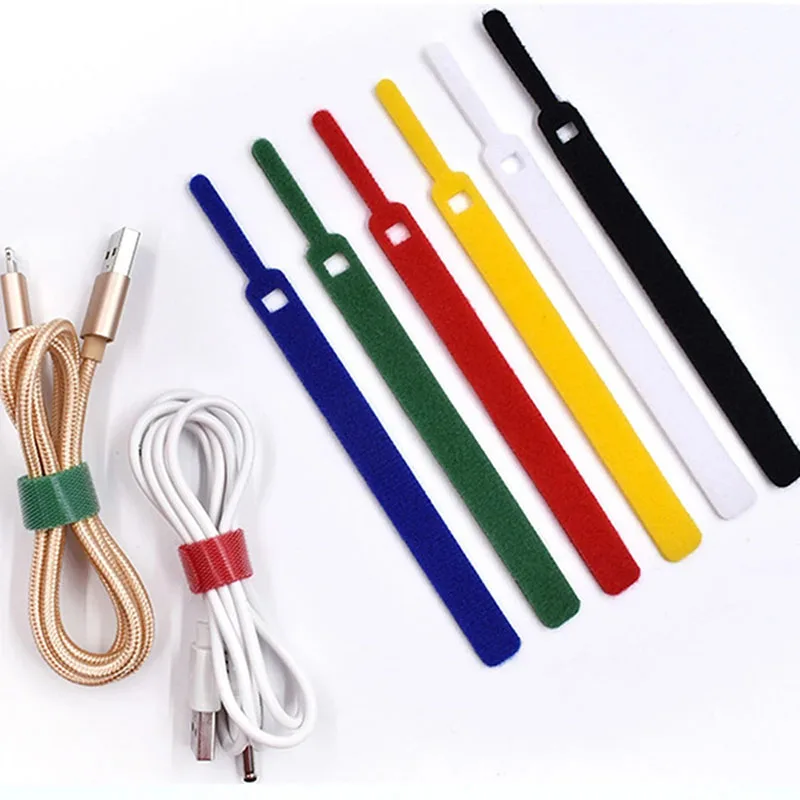 

30PCS Releasable Colored Plastic Fastener Reusable Cord Organizer Nylon Loop Wrap Zip Bundle Self Adhesive Needle Cable Tie Wire