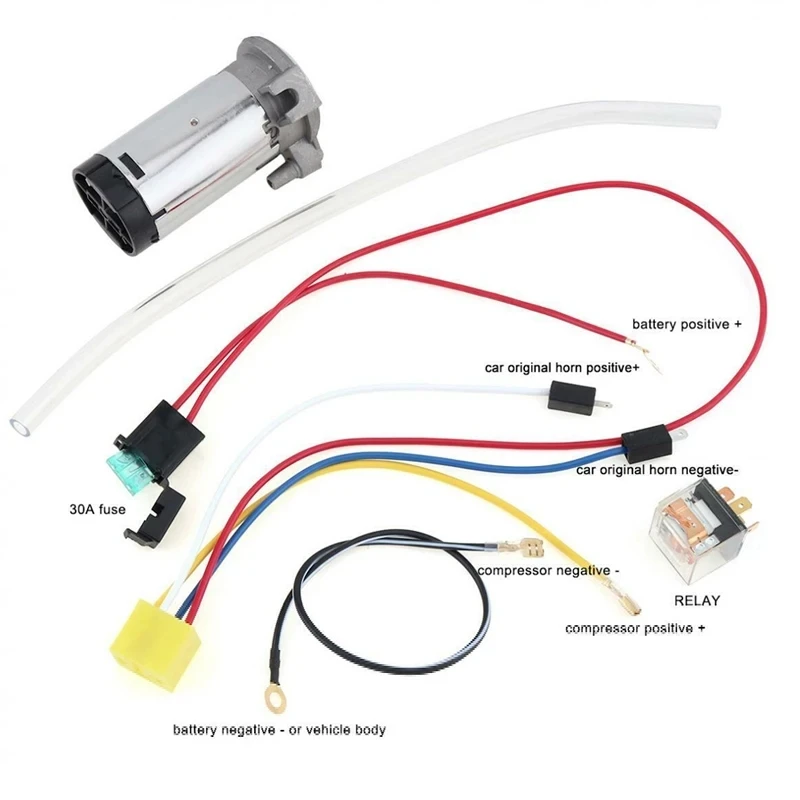 Клаксон воздушный 150 дБ с компрессором двойная труба хромированный Цинковый