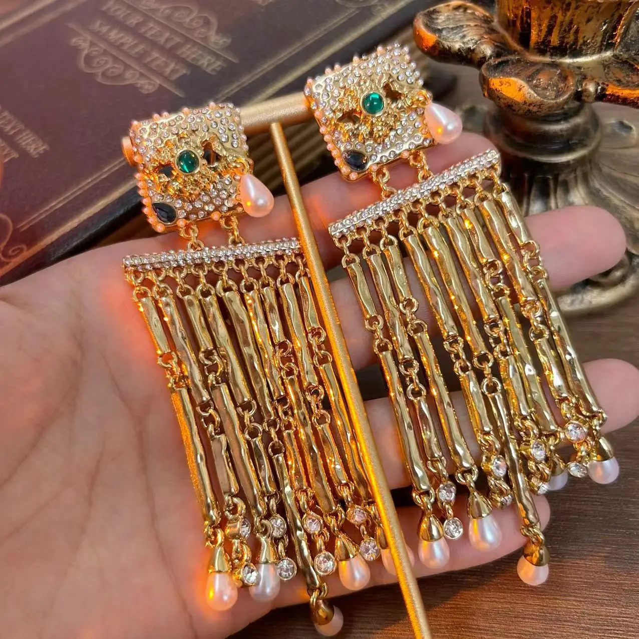 Европейские и американские ретро Роскошные Цветные жемчужные серьги с