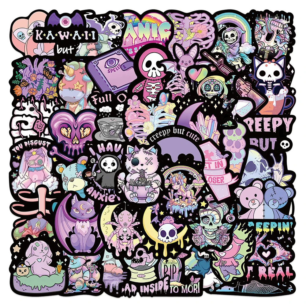 

10/30/56PCS Cute Imp Skull Gothic Horror Stickers Decals Decoration DIY Phone Notebook Suitcase Laptop Fridge Wall Sticker Gift