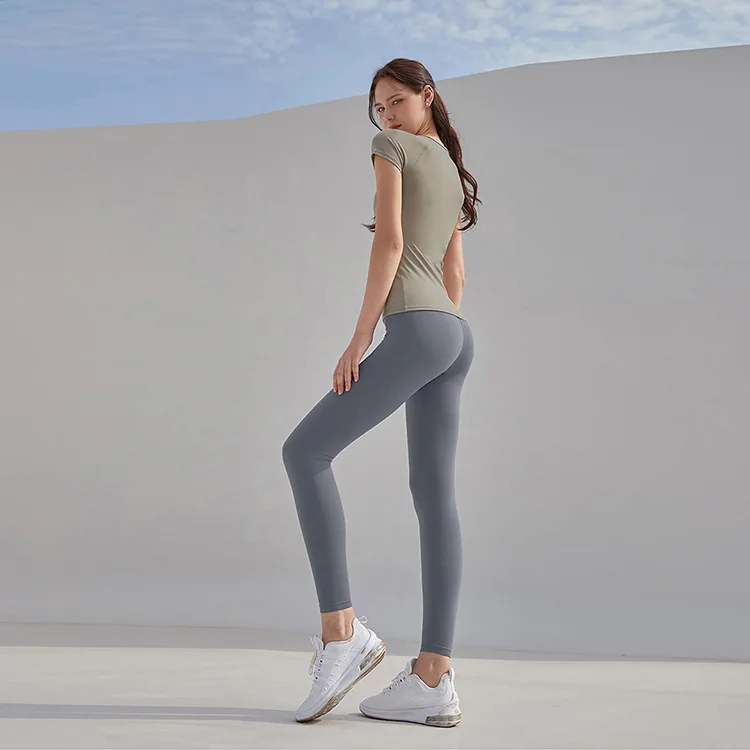 Seamless High-waist Nude Yoga Pants Women's High Elasticity Tight-fitting Sports Fitness Pants Women's Peach Hip Leggings