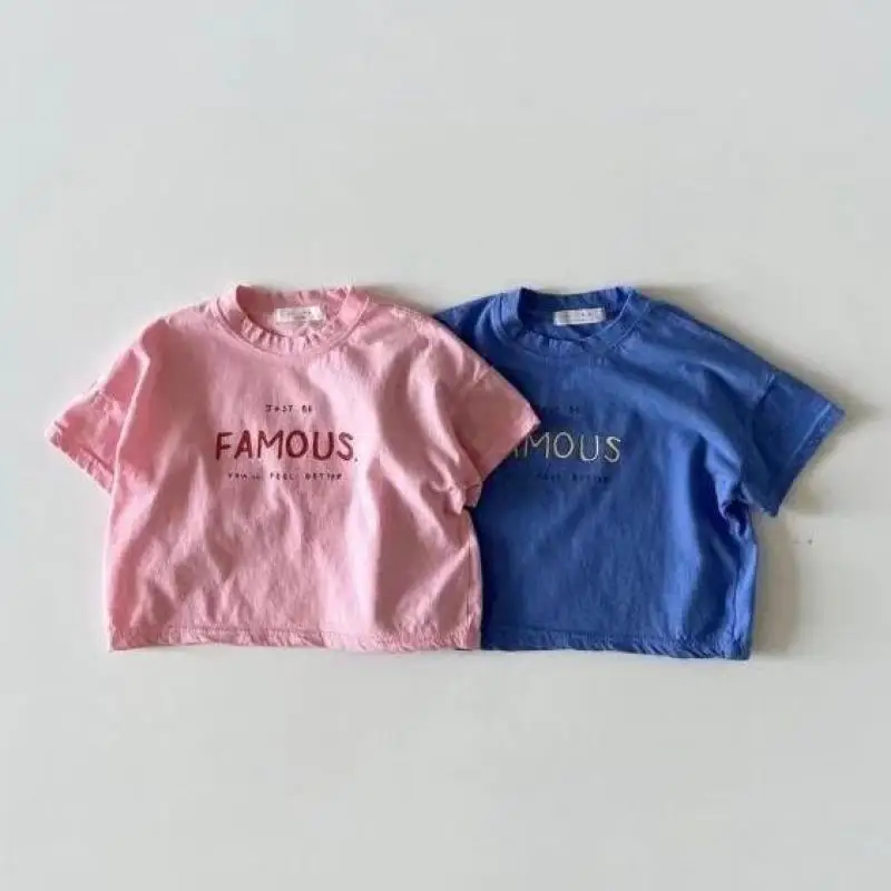

Baby Boy Fashion Letter Short Sleeves Tops Kid T-shirt Toddler Girl Simple Comfortable Cotton Tshirt Infant Summer Clothes